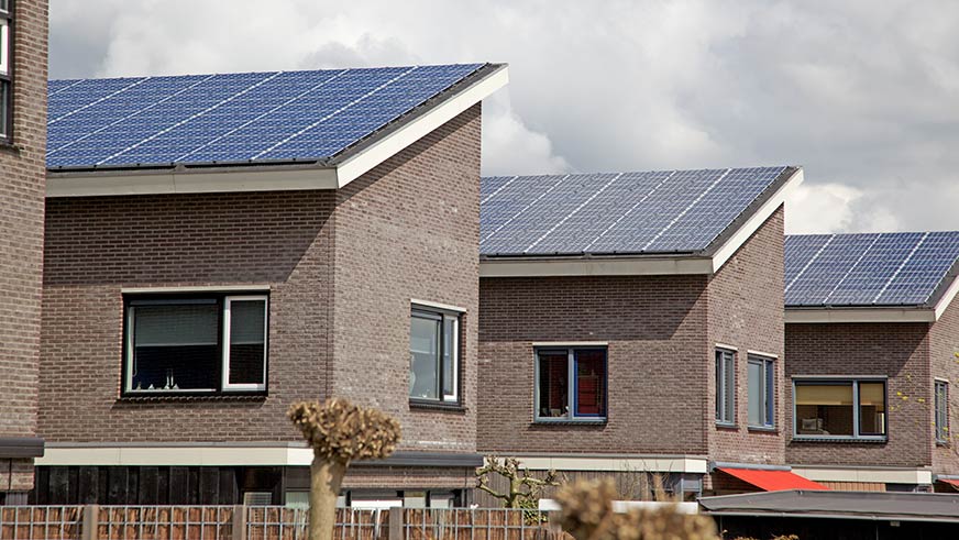 renters Solar panels on house tops in neighborhood - optimised