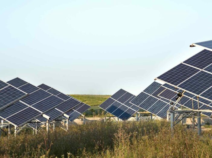 photovoltaics in solar power station energy from natural. Close-up.