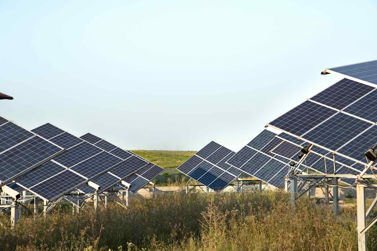 photovoltaics in solar power station energy from natural. Close-up.